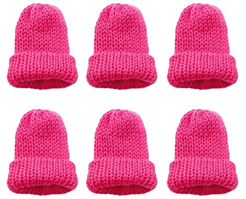 MIJOMA Set med 6 äggvärmare stickad mössa, äggvärmare av stickad, stickade äggvärmare mössor för frukostägg, minimössa pysseltillbehör, presentidé födelsedag flytt, nyindrag (rosa)