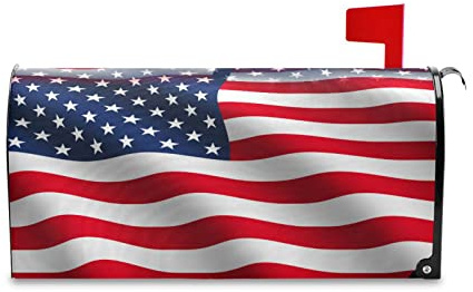 BOENLE Waving USA American Flag Mailbox Cover Magnetic Letter Post Box Cover Mailbox Wrap Standard Size 18x21 in Garden Yard Decor