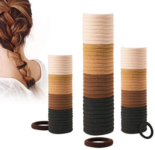 100PCS Élastiques Doux Ét Épais En Coton Sans Couture, 6mm D'épaisseur Barrette Queue De Cheval Élastique, Convient Aux Femmes Et Aux Filles, Système De Couleurs Morandi