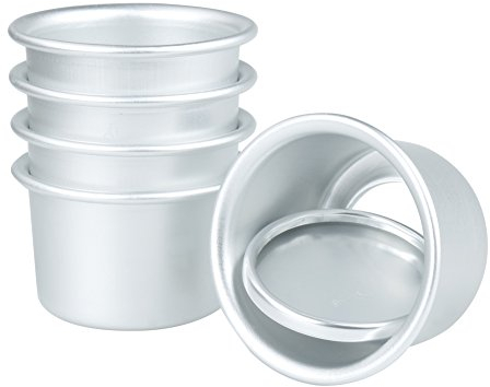ASEELO 5pcs Mini Moule à Gâteau Rond, Moule à Gâteau En Alliage D'aluminium avec Fond Amovible, Moule De Cuisson Pan DIY Outils De Cuisson