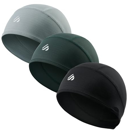 SAITAG 3 Pieces Skull Cap for Men Women Cooling Hat Welding Cycling Bike Head Wrap Hard Hat Durags- Fits Under Helmets
