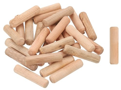 sourcing map Lot de 100 chevilles en bois cannelé avec extrémités biseautées pour meubles, loisirs créatifs - 12 mm x 50 mm