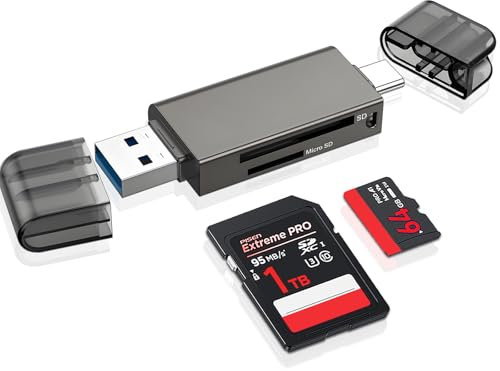 SD Card Reader, 3.0 USB C Card Reader Dual Slots Memory Card Reader Type-C OTG SD Adapter for SD/SDHC/SDXC/MMC/Micro SD, Compatible with iPhone 16/15 Plus Pro Max, MacBook Pro/Air, Chromebook, Galaxy