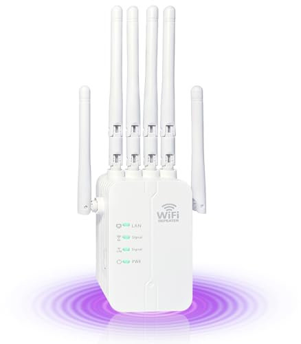 Amplificador Señal WiFi Extender con 6 Antenas y 2 Puertos LAN - Compatible con TP Link Repetidor WiFi Largo Alcance Cobertura 10000Sq. Ft (360°) - Extensor de WiFi Ideal para Casa y Oficina