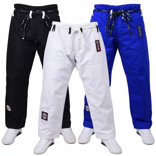MAR | Martial Arts BJJ Trousers, White Brazilian Jiu Jitsu Uniform Trouser Bottoms Made from Ripstop Materials for Men & Women | Jiu Jitsu Bottoms BJJ Gi Adult Aikido Suit (A3)