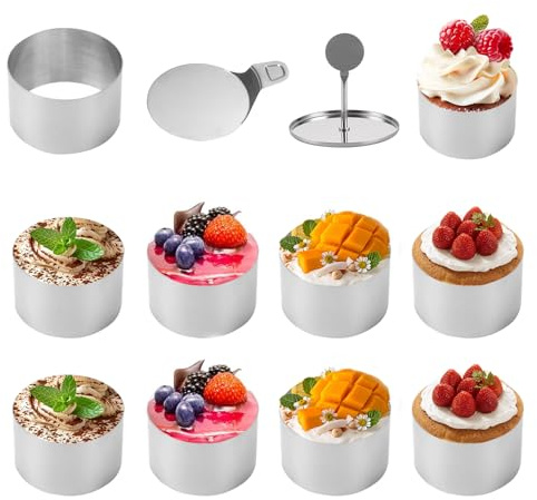 Bogoro 10 Pieza Mousse Molde de Anillo,Anillo para Hornear,Anillo de Tarta de Acero Inoxidable,Se Puede Utilizar para Hacer postres de Mousse de Tarta de rosquilla de Pan con Leche Bola de arroz