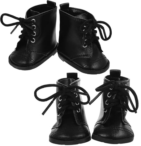 Didiseaon Dollhouse Doll Fashion Accessories Pu Leather Doll Footwear Girls Dress up Boots Shoes for Dolls 2 Pairs for Roleplay Parties and Dollhouse Outfits