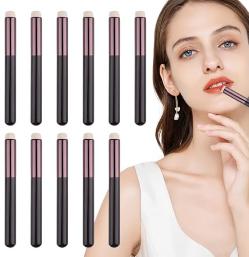 Infällbar läppborste – 10 st läppmaskapplikator | läppstiftsapplikatorstavar återanvändbara | sminkborstar set | läppborste för läppstift ögon concealer makeup skönhet