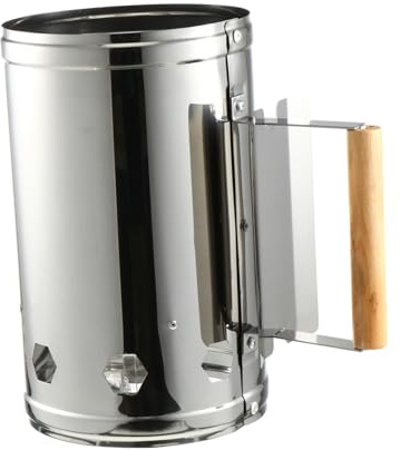 GANAZONO Cheminée Allumage pour Barbecue Extérieur Acier Résistant Haute Température Démarreur Rapide Protection Thermique Et Manche Bois Outil Pratique pour Grillades Plein Air