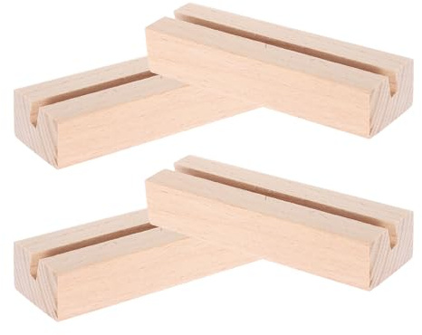 Gogogmee 4 Pièces Support Bois Naturel pour Calendrier et Cartes de Visite Présentoir Multifonctionnel pour Bureau et Mariage Lot de Base Stable et Élégante