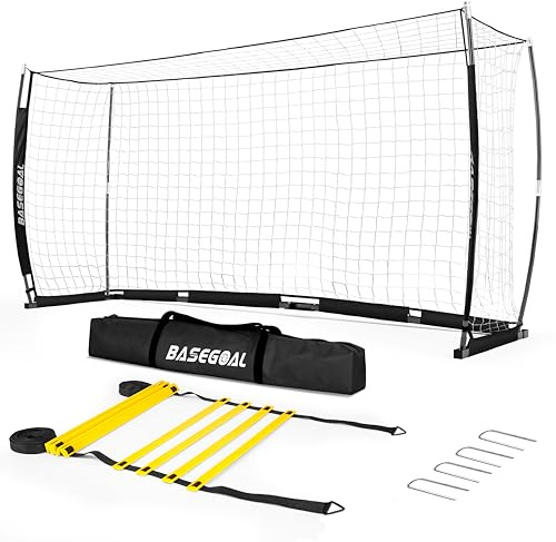 Porta da Calcio 365 * 182cm Portatile con Borsa | Set Allenamento Giovanile con Scala Agilità & 4 Porte a U | Porta Calcio da Giardino per Adolescenti e Adulto | Facile Montaggio Senza Attrezzi Nero