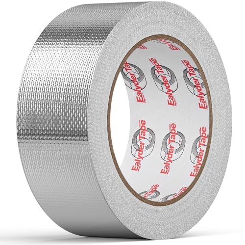 Ealyder Tape Dauerhaftes Aluminium-Folienband 50 mm × 25 m, Hitzebeständiges Selbstklebendes Aluband für Abdichtung, Dämmung und Lüftungsleitungen, Hochtemperatur