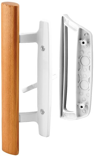 Prime-Line C 1204 Sliding Glass Door Handle Set – Replace Old or Damaged Door Handles Quickly and Easily – White Diecast, Mortise/Hook Style, Fits 3-15/16 In. Hole Spacing (1 Set)