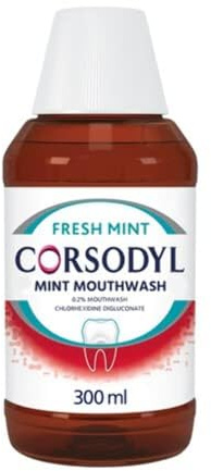 Corsodyl Mouth Wash Mint, 300 ml (Pack of 1), Multicoloured