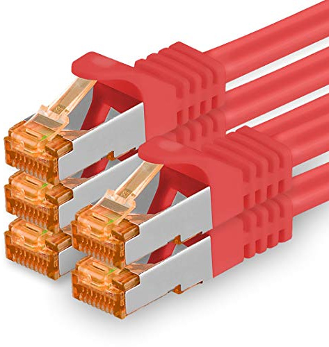 1aTTack.de 5x 1m Rouge - Câble Réseau Ethernet Cat7 Cat 7 10 GB/s SFTP - RJ45 Ethernet LAN DSL Routeur Modem