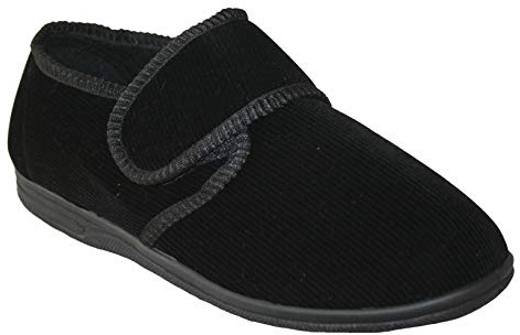footloose.shoes Diabetic Orthopedic Men's Easy Close Wide-Fitting Touch Close Bar-strap Shoe Slippers Sizes 6-14 (Black Zac, UK Footwear Size System, Adult, Men, Numeric, Wide, 6)