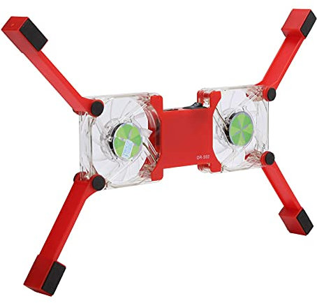 Laptop Cooling Pad,DR-S02 Folding Laptop Cooler with Dual Fans,Portable USB Powered Notebook Radiator Cooler Stand Cooling Base with AntiSkid Mount(red)