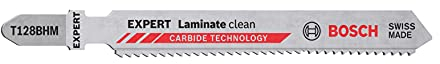Bosch Professional 3x Hojas de sierra de calar Expert `Laminate Clean` T 128 BHM (para Vinilo laminado sólido, PVC, HPL, Longitud 92 mm, accesorios Sierra de calar)