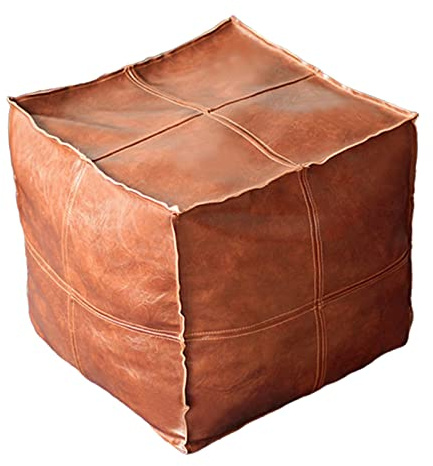 Funda de Puf Marroquí Sin Relleno, Taburete para Pies, Almacenamiento de Almohadilla, Funda para Reposapiés, Decoración para Primera Par, Cuadrado marrón Claro, Individual