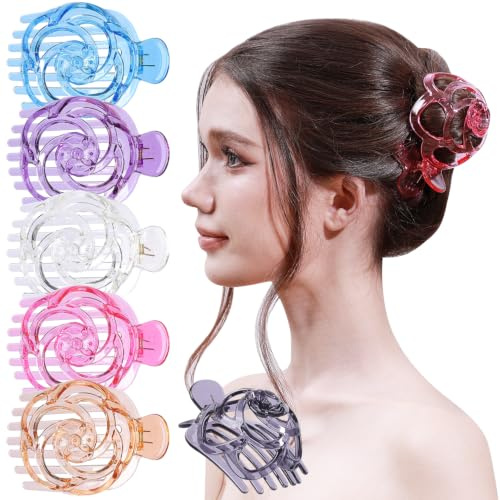 RC ROCHE 6 st hårklämmor för hårspännen för kvinnor updo, medium transparent