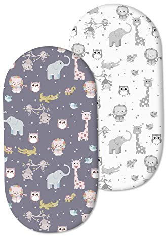 JMITHA Baby Matratzenschoner Spannbettlaken, 2er Sets Spannbetttuch für Kinderwagen Beistellbett Wiege und Stubenwagen -100% Baumwolle Matratzenschutz Spannbetttücher (Set 7)