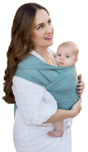 Amarsupiel Fular Portabebe Recien Nacido | Canguro para Bebe Elástico de Tejido Suave Bambú OEKOTEX | Ligero, Cómodo y Fácil de Usar | Hasta 8kg (Mint)
