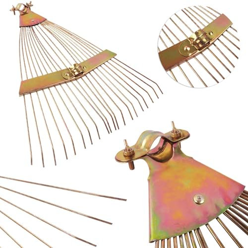 BAUSTER® Râteau à feuilles robuste - Balai à feuilles galvanisé - Éventail à feuilles - En métal - Pour foin - Herbe - Feuilles - Herbe - Chevaliers agricoles - Râteau sans manche