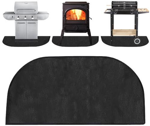 HIULLEN 100 * 50cm Placa de Suelo Semiredonda, Protección contra Chispas para Chimenea, Alfombrilla ignífuga, Alfombrilla de Protección contra el Calor, para Proteger el Suelo contra chispas