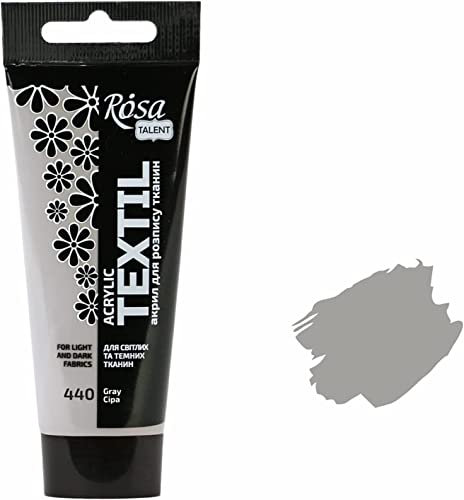 Krevo Art Stoffmalfarben Stofffarben Waschfest Textilfarbe grau Acrylfarbe Wasserbasis | 60ml Tube | Textilfarbe waschmaschinenfest zum Fixieren | Intensiv deckend für helle und dunkle Stoffe