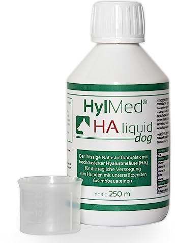 HylMed HA Liquid Dog, 250 ml, hög dos hyaluronsyra, kollagen och andra näringsämnen för att stödja lederna och hundens rörelseglädje i upp till 50 dagar