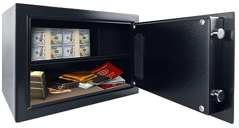 JOIEYOU Safe Tresor, 22L Möbeltresor Doppelbolzenverriegelung, Tresor feuerfest wasserdicht mit Zwei Freischaltmodi – 35x25x25 cm
