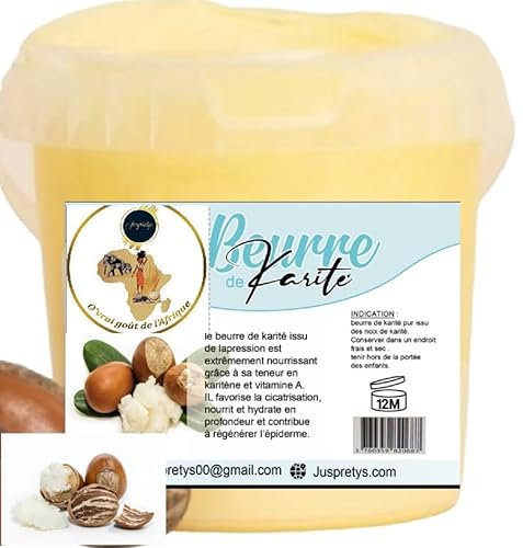 Générique Pur Beurre de Karité BIO non raffiné - 400g - Origine Cote d'Ivoire - Garanti Sans Additifs - Hydratant visage & Corps - Soin cheveux - Raw Shea Butter Organic O' vrai saveur d'Afrique
