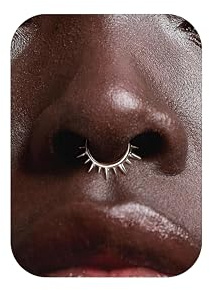 BodyBonita 16G Piercing al Setto con Punte - Acciaio Chirurgico 316L Septum Piercing Nostril Helix Orecchino Trago Piercing Naso Cerchio Cartilagine Daith Piercing Naso Anello Argento 8mm Stile Sei