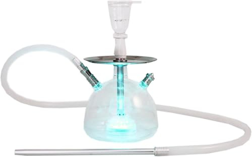 Al-Mani Z-47 Shisha vattenpipa med LED, tvättbar silikonslang, metalrylatbehållare, fjärrkontroll, tobaksfri och NIKOTINFRI