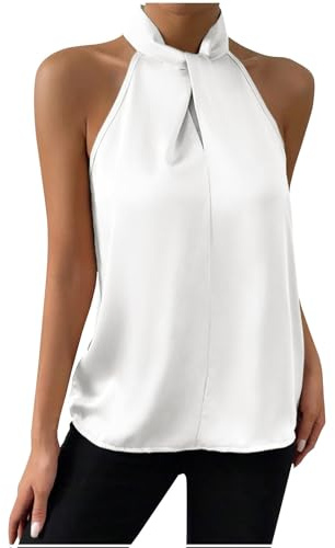 Canotta con scollo all'americana da donna elegante camicetta senza maniche in raso alla moda casual canotta incrociata frontale canottiera in seta canottiera estiva da donna Cami My Orders Items
