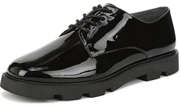 Franco Sarto Women's Quiller Oxford Black Patent Faux Leather 8 M