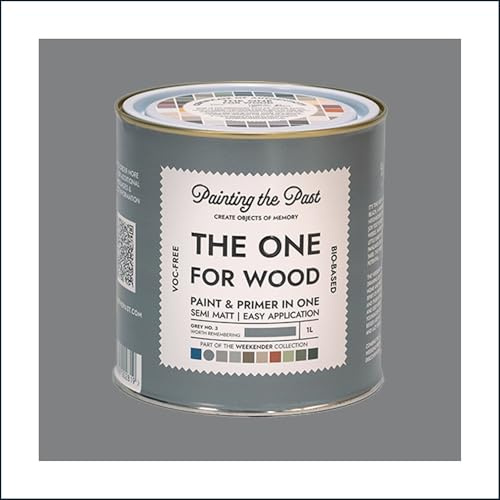 The One for Wood Paint & Primer 1L Grey No. 3 Worth Remembering | Semi Matt Finish, Bio-Based & VOC-Free Formula for Wooden Furniture & Surfaces | Durable & Easy Indoor Home Decorating
