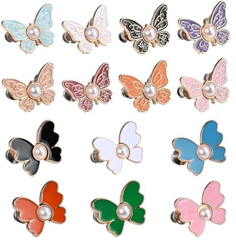 14 Pares de Clip Ajustador de Cintura, Ideal para Botones para Vaqueros y Botones para Pantalones, con Diseño Mariposa de Cierre Ajustable, Sin Costura, de Aleación Reutilizable, 2 Estilos