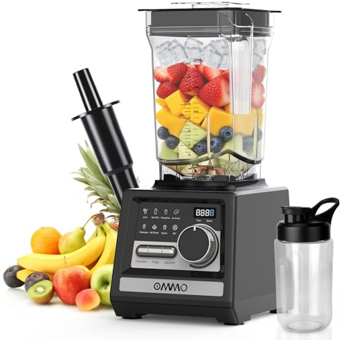 OMMO 2L Standmixer Hochleistungsmixer, Mixer Smoothie Maker mit 9 Geschwindigkeitssteuerungen für Eisbrechen, Milkshakes, Gefriergetränke und Obst, Max 1800W, BPA Frei