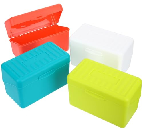 Sosoport Caja Organizadora de Tarjetas de Índice 3×5 Pulgadas Plástico Resistente 4 Piezas para Notas Recetas y Almacenamiento Seguro