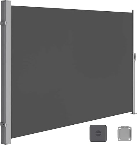 Tenda da Sole Schermo da Giardino per La Privacy, Tenda da Sole Laterale in Alluminio Beige 180x400 Parabrezza Parasole per La Privacy Retrattile, Parabrezza Parasole per La Pr, Grey, 160 * 300cm