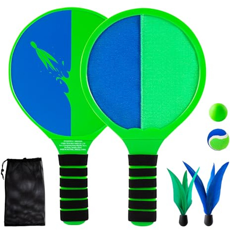 U&C Planet Juego de Pelotas de Playa Juego de Pelotas y Palas, Juego de lanzar y atrapar con Velcro, Juego para Dos Jugadores, Ideal para niños y familias Palas y Pelotas, Juguetes para Fiestas