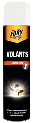 FURY - Aérosol tous volants - Action choc - 2en1 préventif et curatif - Parfum citronnelle - 400ML - Fabrication française