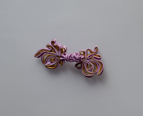 Lyracces Sewing Fasteners Braid Knit Flower Phoenix Tail Chinese Knot Closure Cheongsam Frog Buttons 10pair (#32 Lilac Golden)
