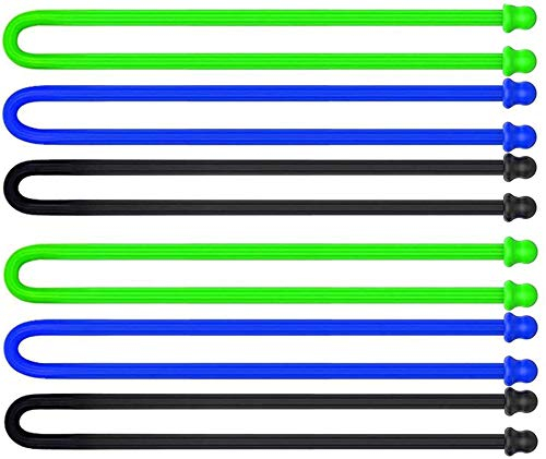 6Pcs 12-Inch Silicone Cable Tie, Steel-Core Twist Ties, Reusable Rubber Straps for Organizing, Dia 5mm