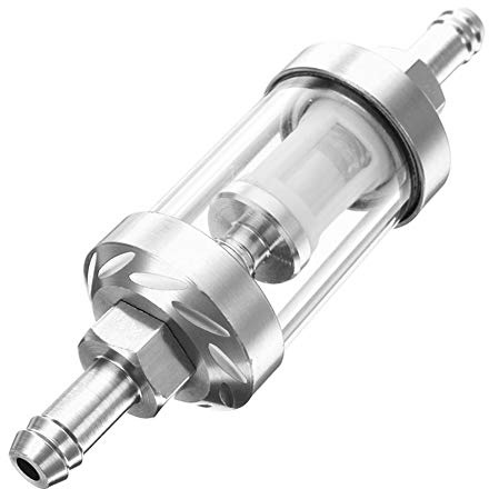 Asudaro Motorcykel bränslefilter, oljefilter, bensinfilter, aluminium gas värmeoljefilter, för motorcykel ATV Dirt Pit Bike Moto Scooter offroad-motorcyklar, silver