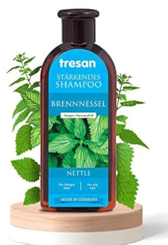 Tresan Brennnessel Stärkendes Shampoo für ölige Haare | tägliche Hydratisierung, Entgiftung, Anti-Haar-Verlust-Shampoo, Schuppen & Frizz, keine Parabene und keine Gluten, 300 ml