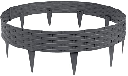 Froadp 100cm Aspect Rotin Bordure de Massif en PP, Palissade de Parterre Flexible de Fleurs en Plastique, DIY Bordurette de Pelouse de Jardin, Courbe et Rond Clôture de Jardin (Lot de 20, Anthracite)