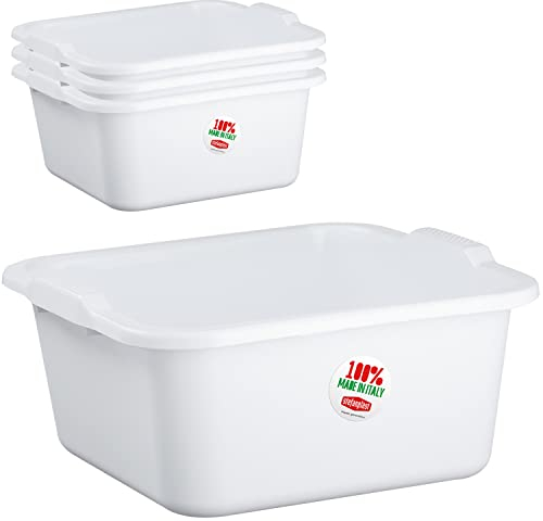 #11 4x Schüssel 16 Liter quadratisch 38x37x18 cm weiß - aus PP-Kunststoff - Universal Haushaltsschüssel Waschschüssel Küchenschüssel Spülschüssel Kunststoff Fußbad Pflege - nestbar
