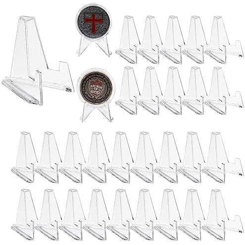 ABSOK Acrylic Easel Stands,30Pcs Clear Acrylic Display Easel,Stable Plates Stand,Place Card Holder Display Easels,Plastic Easels,Used to Display Coins, Medals, Handicrafts, Collectibles 1
